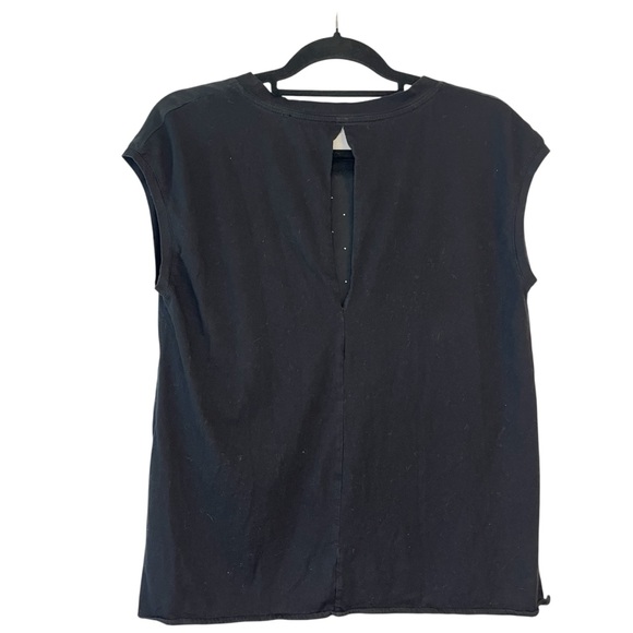 Sandro Paris Black Silver Embellished Dot Cap Sleeve Silk and Cotton Blend Top - Picture 3 of 6